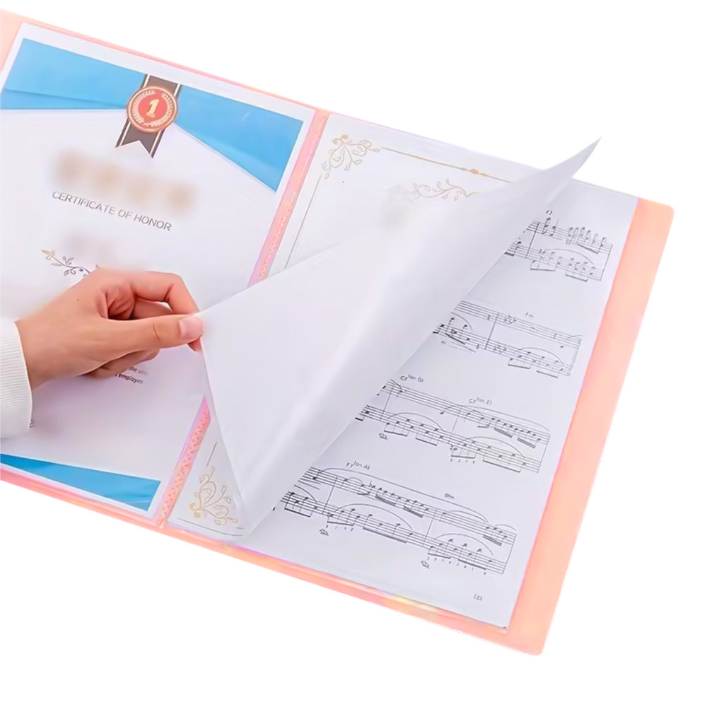 2 Pack A4 Sheet Protector Binder 40 Page Clear Folder for Certificates Posters-Pink