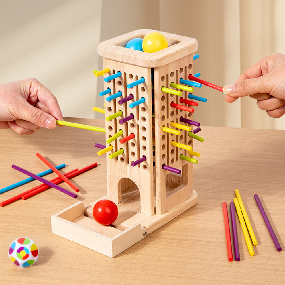 Wooden Tower 3-in-1 Stick Pulling and Balance Board Game for Little Ones and Family