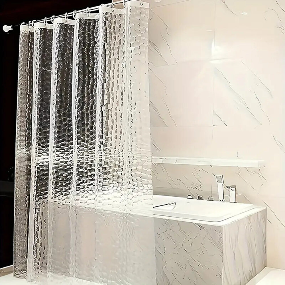 PEVA Thickened Shower Curtain Liner 180x180cm with Rustproof Grommets and Hooks-Clear