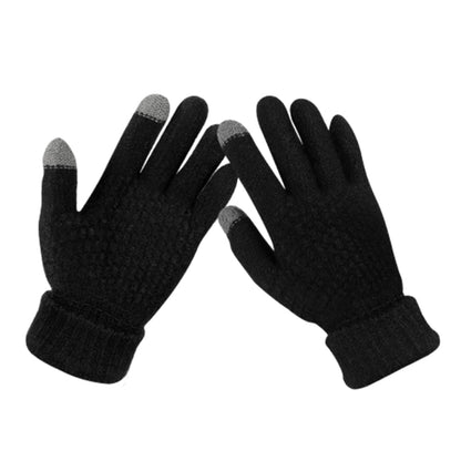 Pair of Winter Thermal Warm Gloves Touchscreen Sports Knit Gloves Black