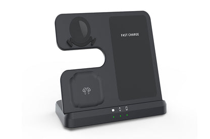3 in 1 Wireless Charger Fast Charging Station Pad - Black