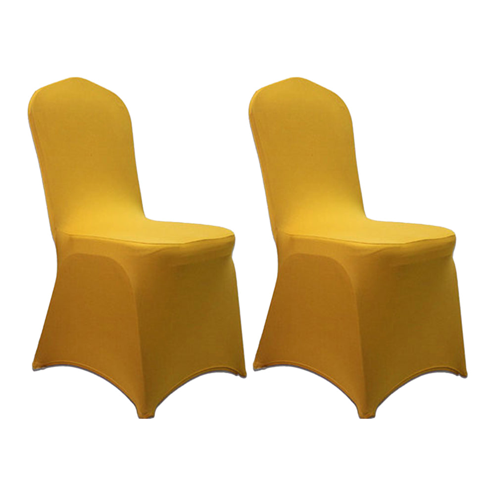 2Pcs Stretch Solid Colour Chair Cover for Wedding Party Decoration -Gold
