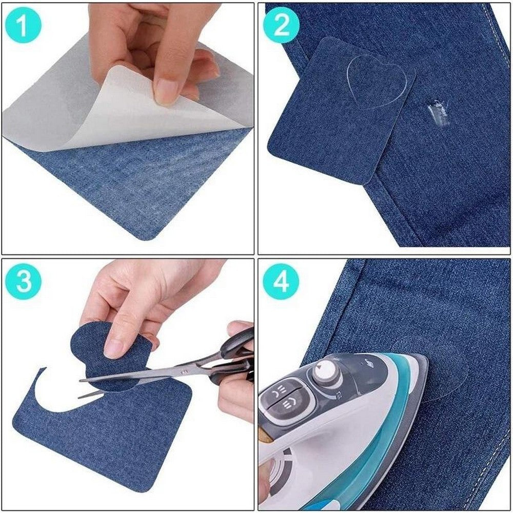 12Pcs Iron-on Patches Kits Denim Patches for Jeans Clothing Repair and Decoration