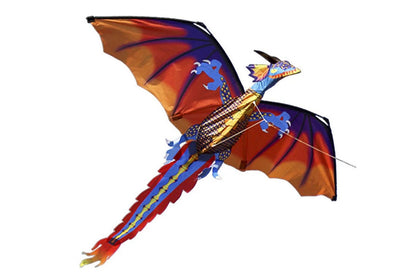 2Pcs 1.4m 3D Dragon Kite with 100m Flying Line for boy and girls and Adults