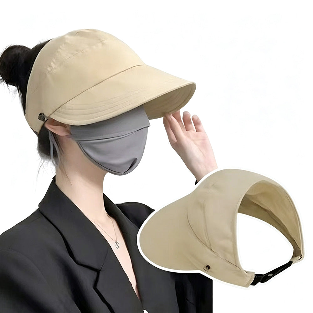 Wide Brim Quick Dry Foldable Sun Hat with Ponytail Opening - Khaki