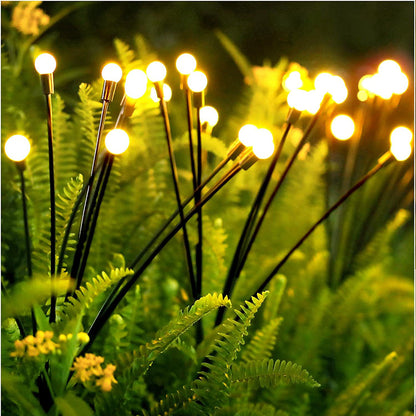 Solar Garden Lights 2Pcs 10LED Solar Powered Firefly Light Ground Patio Stake Walkway Lamp Outdoor Garden Decor -Yellow