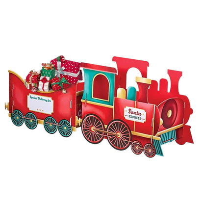 Santa Gift Train Christmas Cardboard Gift Box ¨C Present Holder Home Decoration Style 1