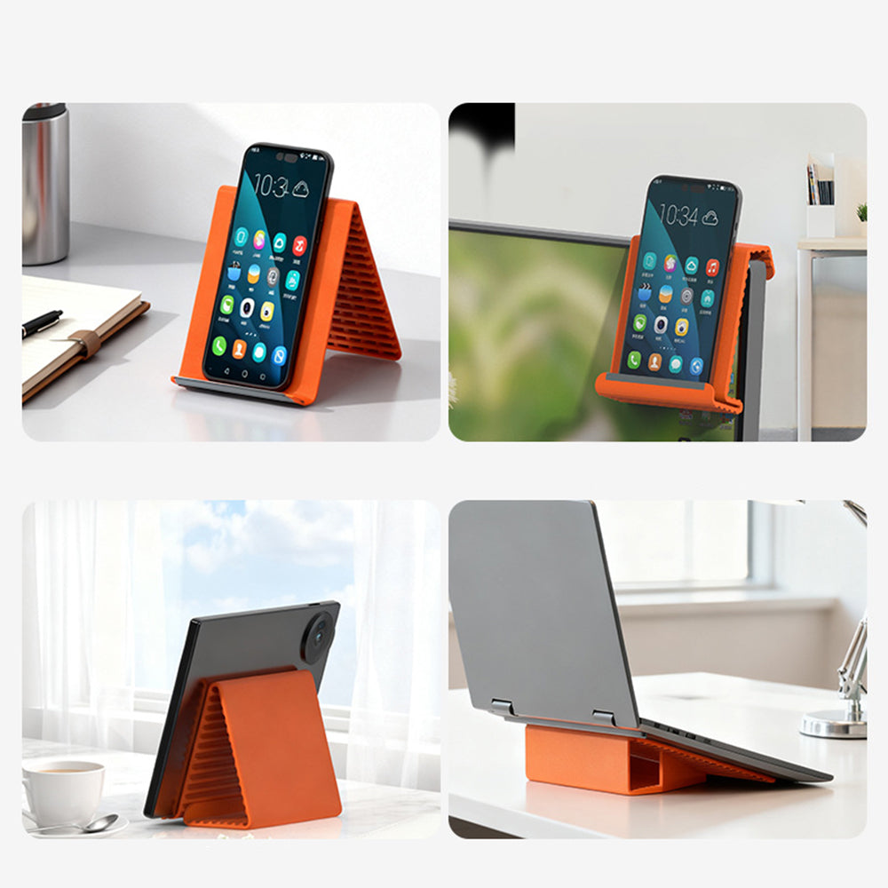 Portable Silicone Phone Stand Desk Holder for Office Travel Airplane-Orange