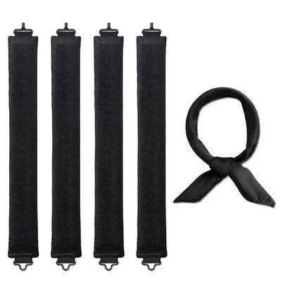 4PCS Heatless Hair Curlers Set for Overnight Styling No-Damage Hair Tools Black