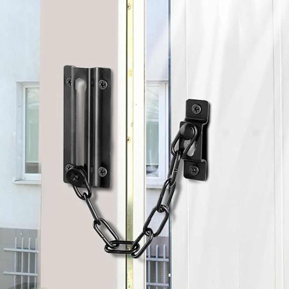 2 Pack Door Security Chain Lock Strong Door Chain Lock with 12 Screws for Wood Door-Black