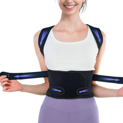 Posture Corrector  Adjustable Back Brace Support Strap Black