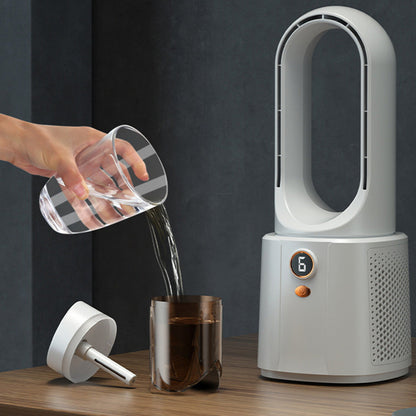 2-in-1 Leafless Desktop Humidifier Fan with Night Light for Office Bedroom