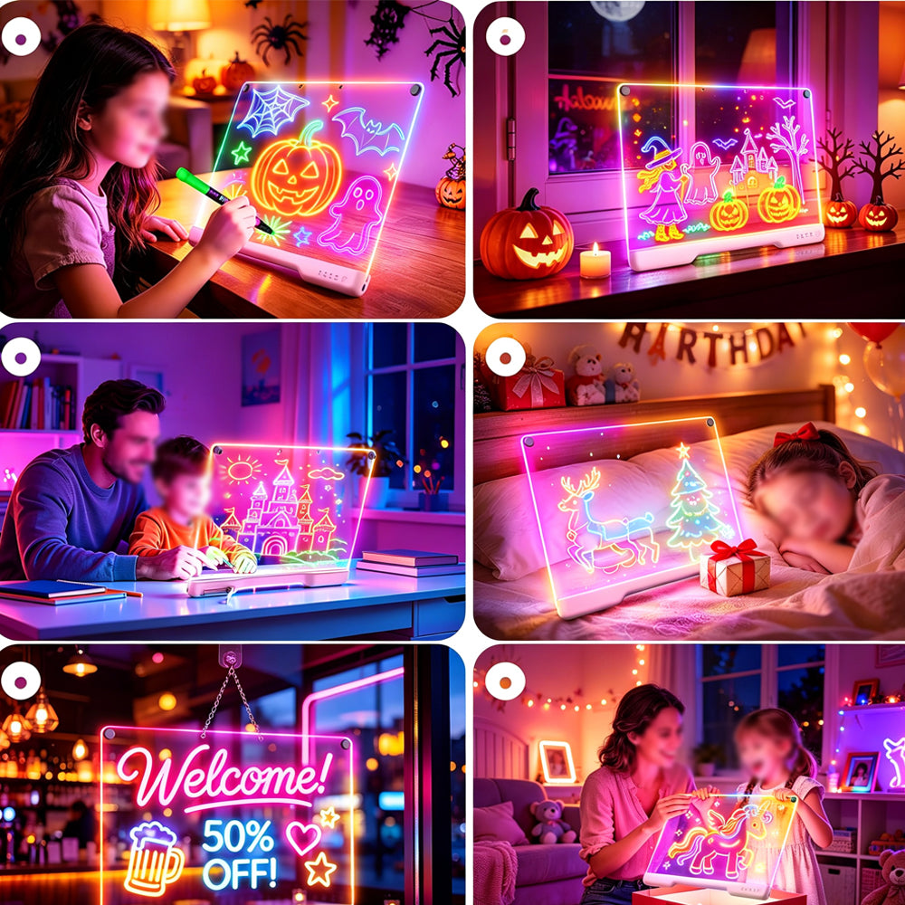 Rechargeable LED Drawing Board with 7 Light Modes - White