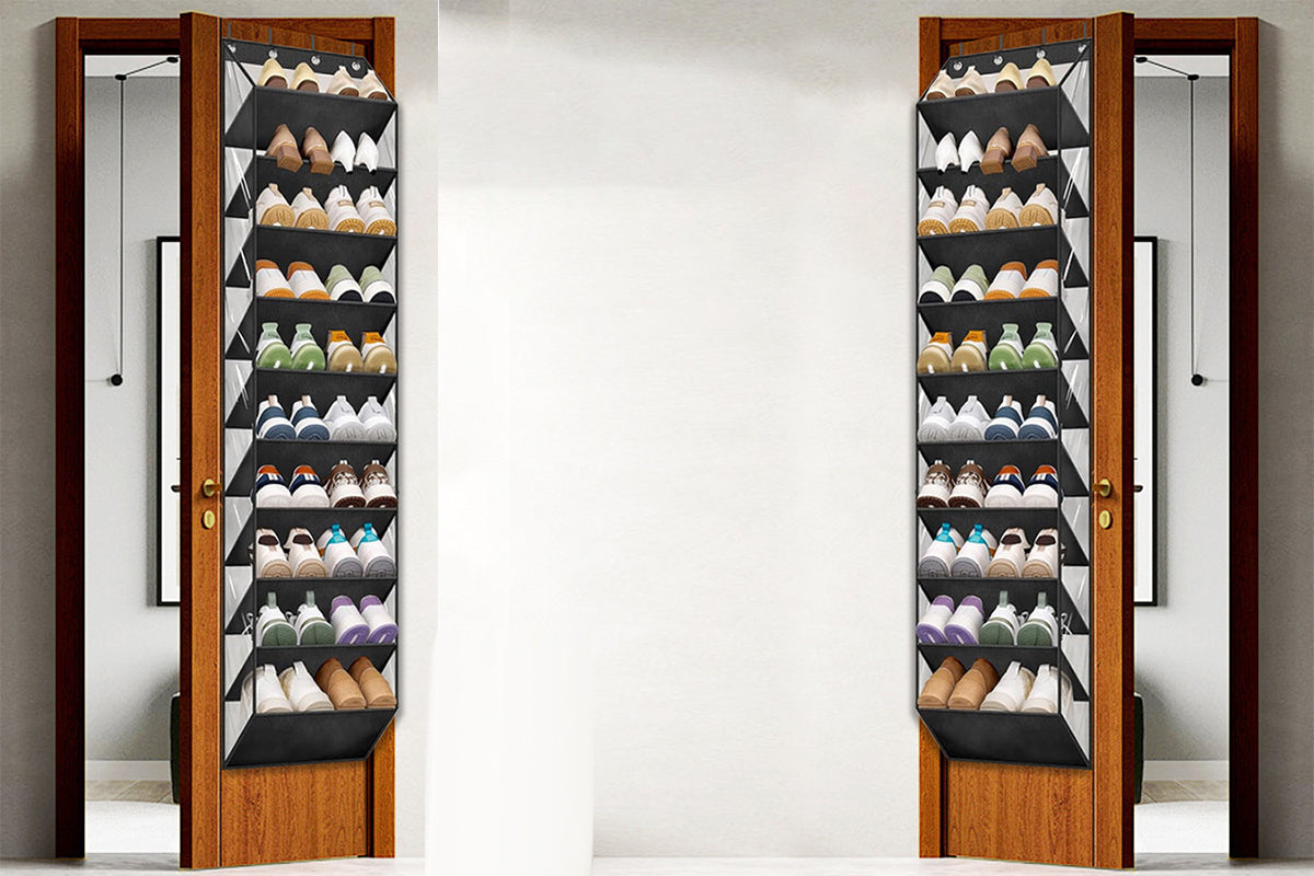2pcs Fit 20 Pairs Over the Door Shoe Organizer for Closet with Large Deep Pockets 10 Tier Shoe Holder Hanging Boots Storage