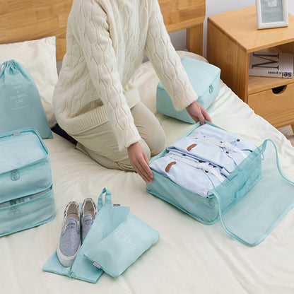 10Pcs Packing Cubes Travel Pouches Luggage Organizer Clothes Suitcase Storage Bag-Black