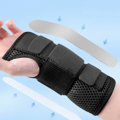 Pair of Adjustable Tunnel Wrist Brace Night Support Hand Brace with Splints Black