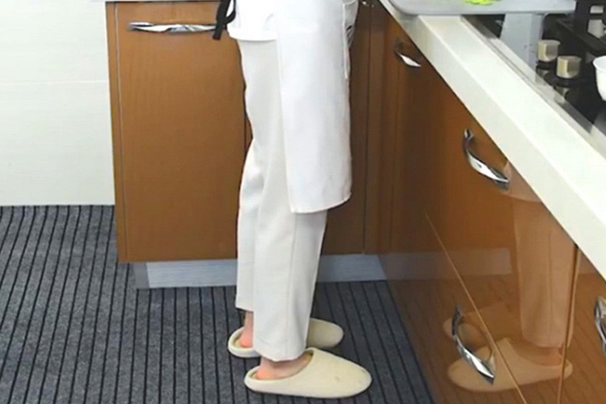 Stripe Anti-Fatigue Kitchen Mat Waterproof Non Slip Cushioned Foam-Gray