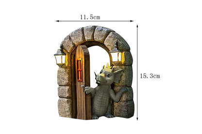 2pcs Courtyard Dragon Gate Statue Resin Carving Ornament Window Garden Dragon Meditating Sculpture Decorative Dragon-Each of style