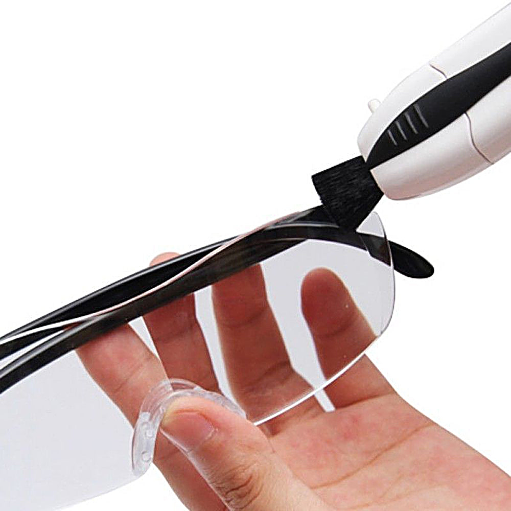 Portable Eye Glasses Cleaner Fiber Cleaning Brush Spectacles Eyeglass Wiping Brush White