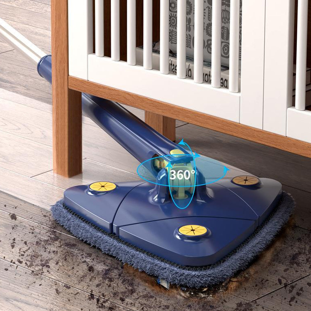 360 Degree Rotatable Cleaning Mop with 3 Cleaning Pads Triangle Automatic Wringing Squeezing Mop
