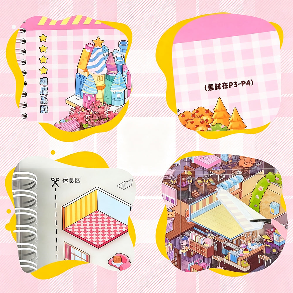 3D Reusable Sticker Scene Book with 10 Themes  - Pink