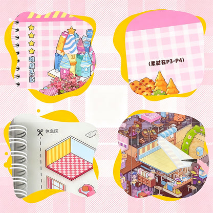 3D Reusable Sticker Scene Book with 10 Themes  - Pink