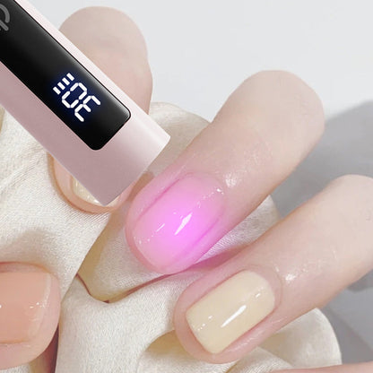 Handheld UV Light for Gel Nails with Stand Mini Portable Cordless Nail Lamp with LCD Display Pink