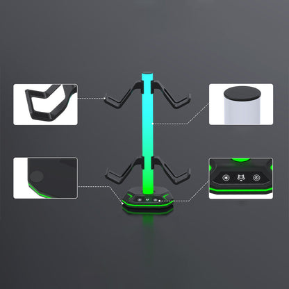 2-Tier Game Controller Holder Headset Stand with RGB Light Modes for PS5 Consoles