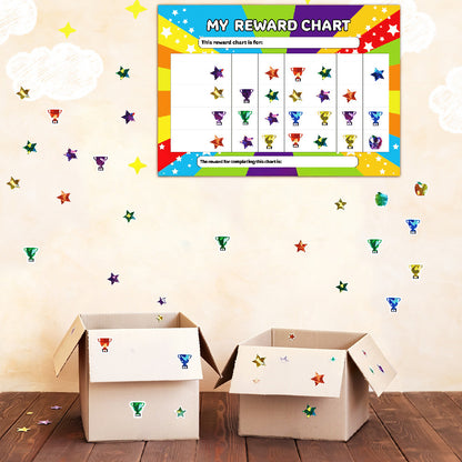 4 Piece Star Reward Chart with 3 Glitter Sticker Sheets Set