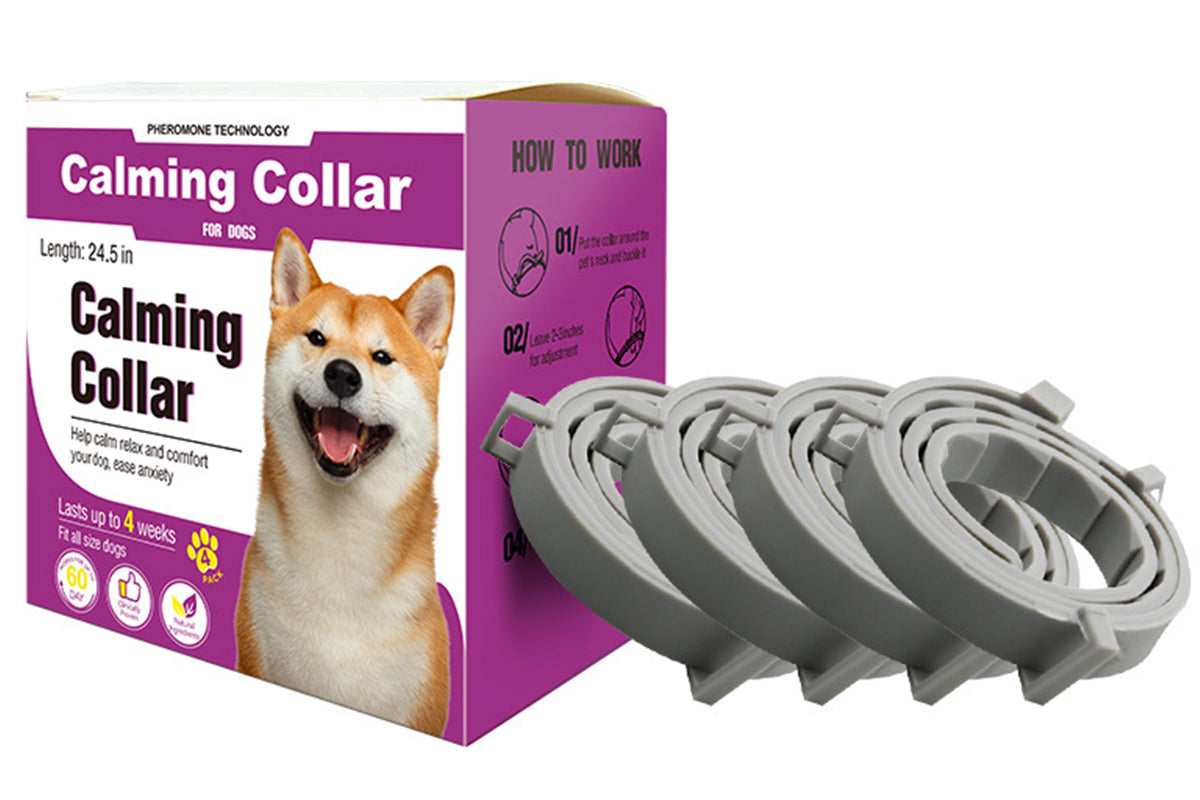 4Pcs Set Calming Collar for Dogs Dog Pheromone Calm Collars Relief Anxiety-Grey