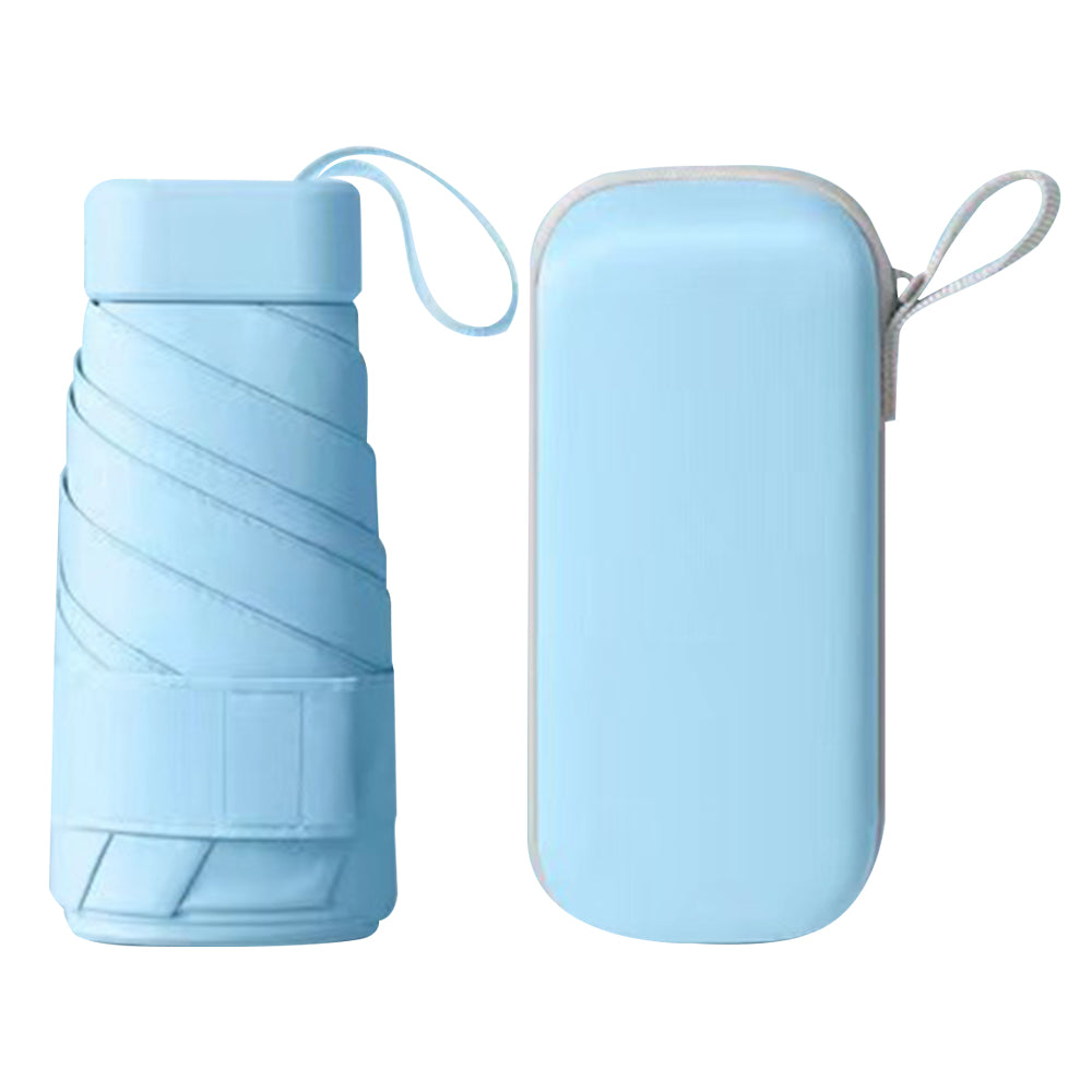 Mini Pocket Umbrella Anti-UV Sun Rain Windproof 6 Folding Umbrella - Blue