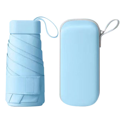 Mini Pocket Umbrella Anti-UV Sun Rain Windproof 6 Folding Umbrella - Blue