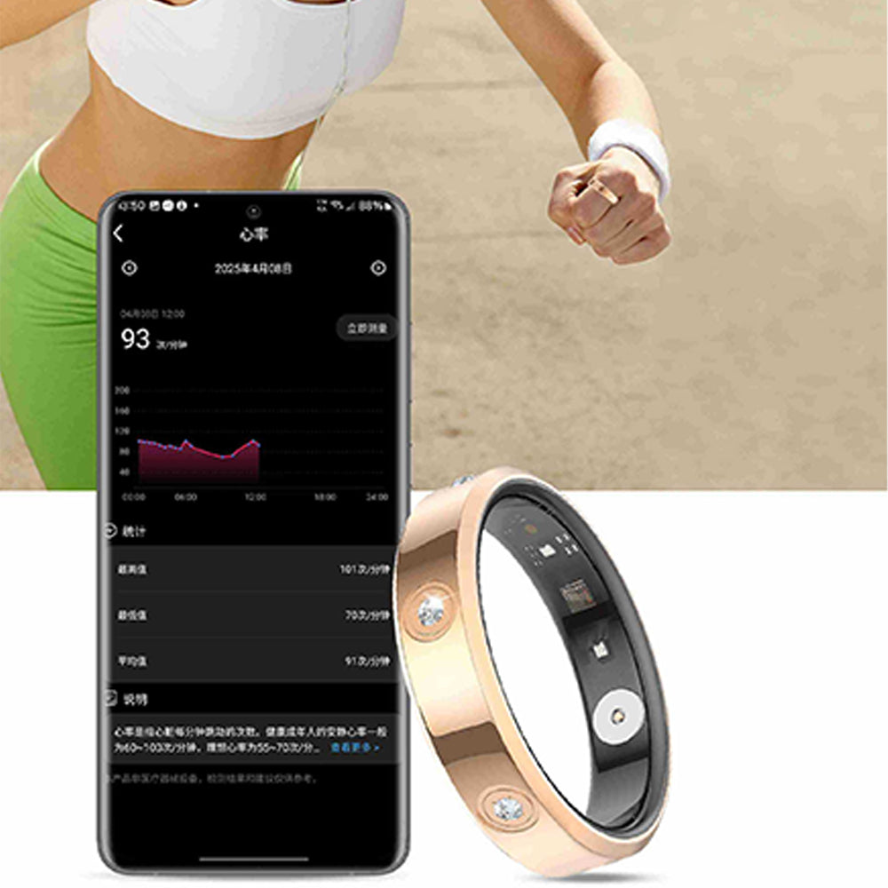 Stainless Steel Smart Ring with Charging Case-Gold