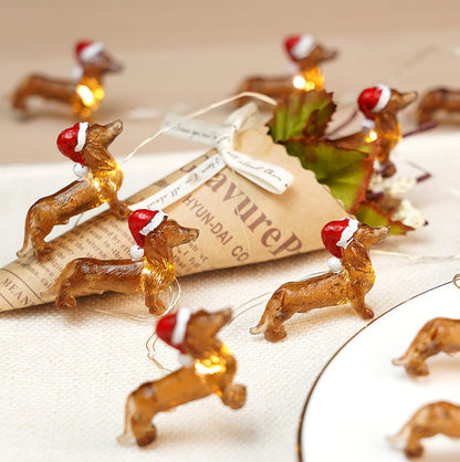 LED Dachshund Christmas String Lights Battery Powered Holiday Decor