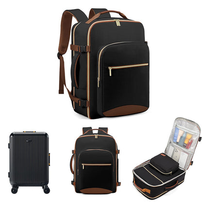 40L Travel Backpack for Men & Women Waterproof Carry-On Bag with 3 Storage Pockets Black