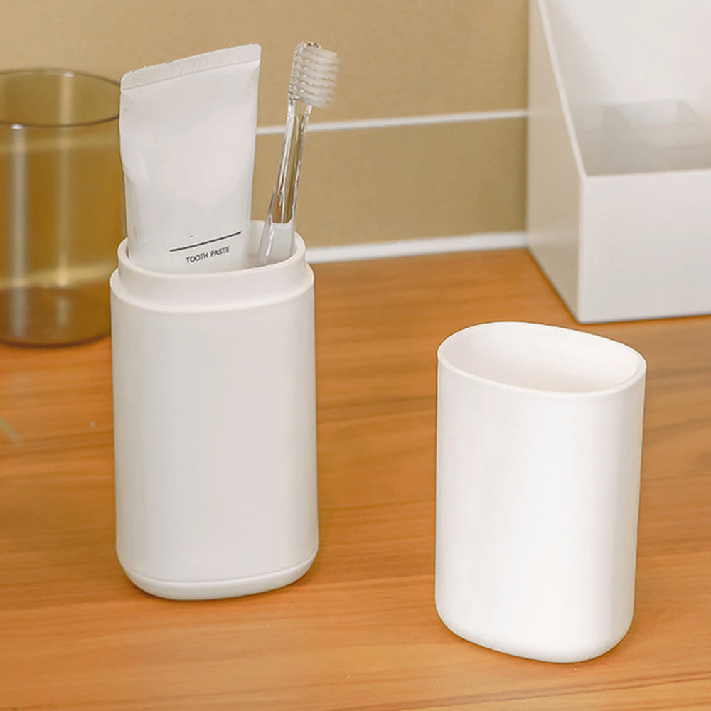 Portable 180 ml Travel Toothbrush Holder and Rinse Cup-White