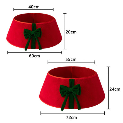Christmas Tree Collar with Bow Holiday Tree Decor - Red