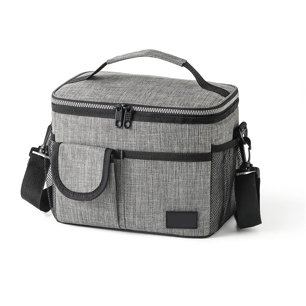 Insulated Lunch Bag Large Capacity with Shoulder Strap-Grey