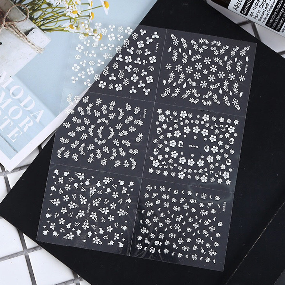 90 Piece 3D Floral Self Adhesive Nail Stickers for DIY Nail Art Decoration