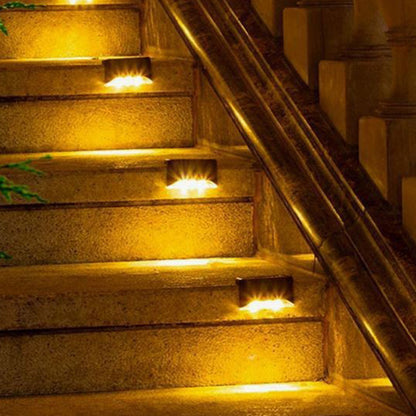 4Pcs LED Solar Fence and Step Lights -Warm Light