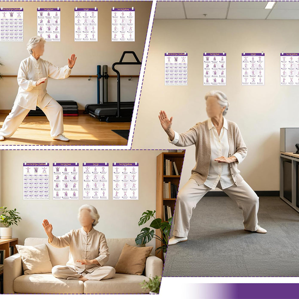 4 Pack 21x30cm Tai Chi Yoga Exercise Posters