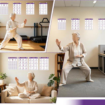 4 Pack 21x30cm Tai Chi Yoga Exercise Posters