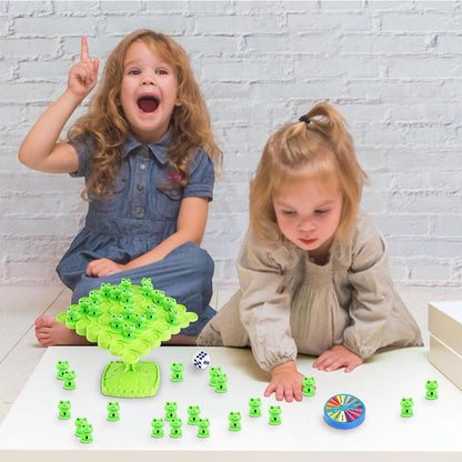 Two-Player Frog Balance Game Toy Set Parent-Child Interactive Family Tabletop Puzzle Game Green