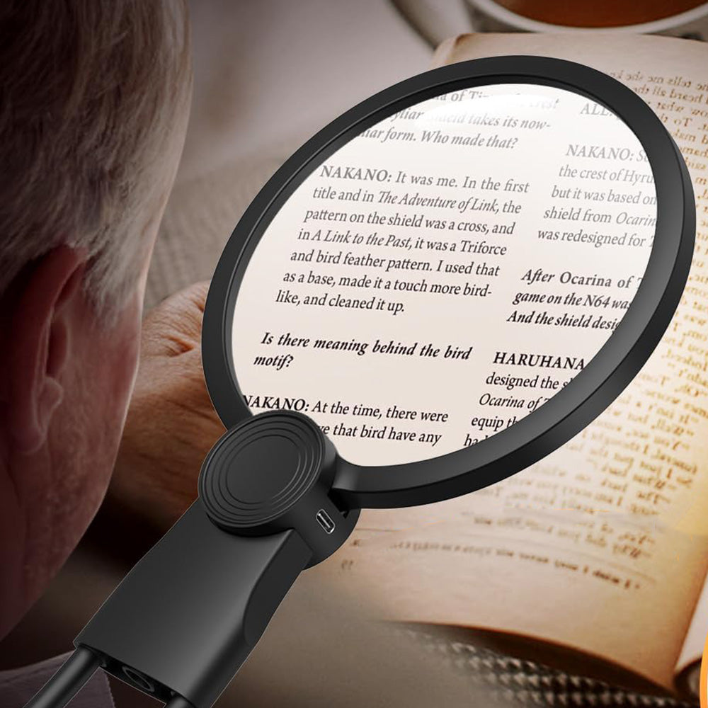 3 in 1 Magnifying Glass with Light Rechargeable Neck Mount for Reading