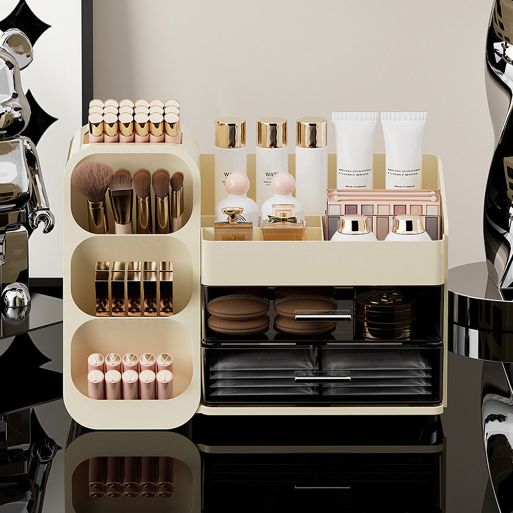 Cosmetic Organizer for Skincare Storage for Dresser Table Top-Beige