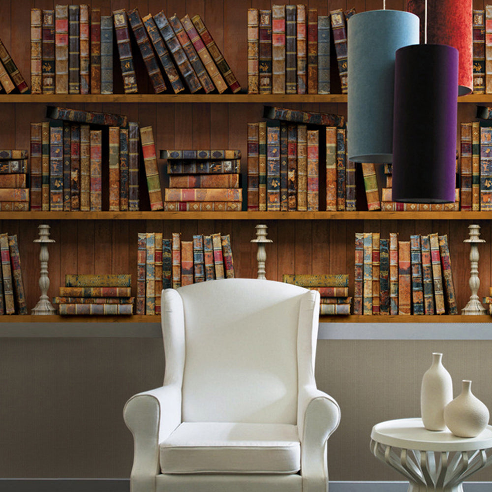 3D Vintage Bookshelf Pattern Wallpaper 3D Wall Murals