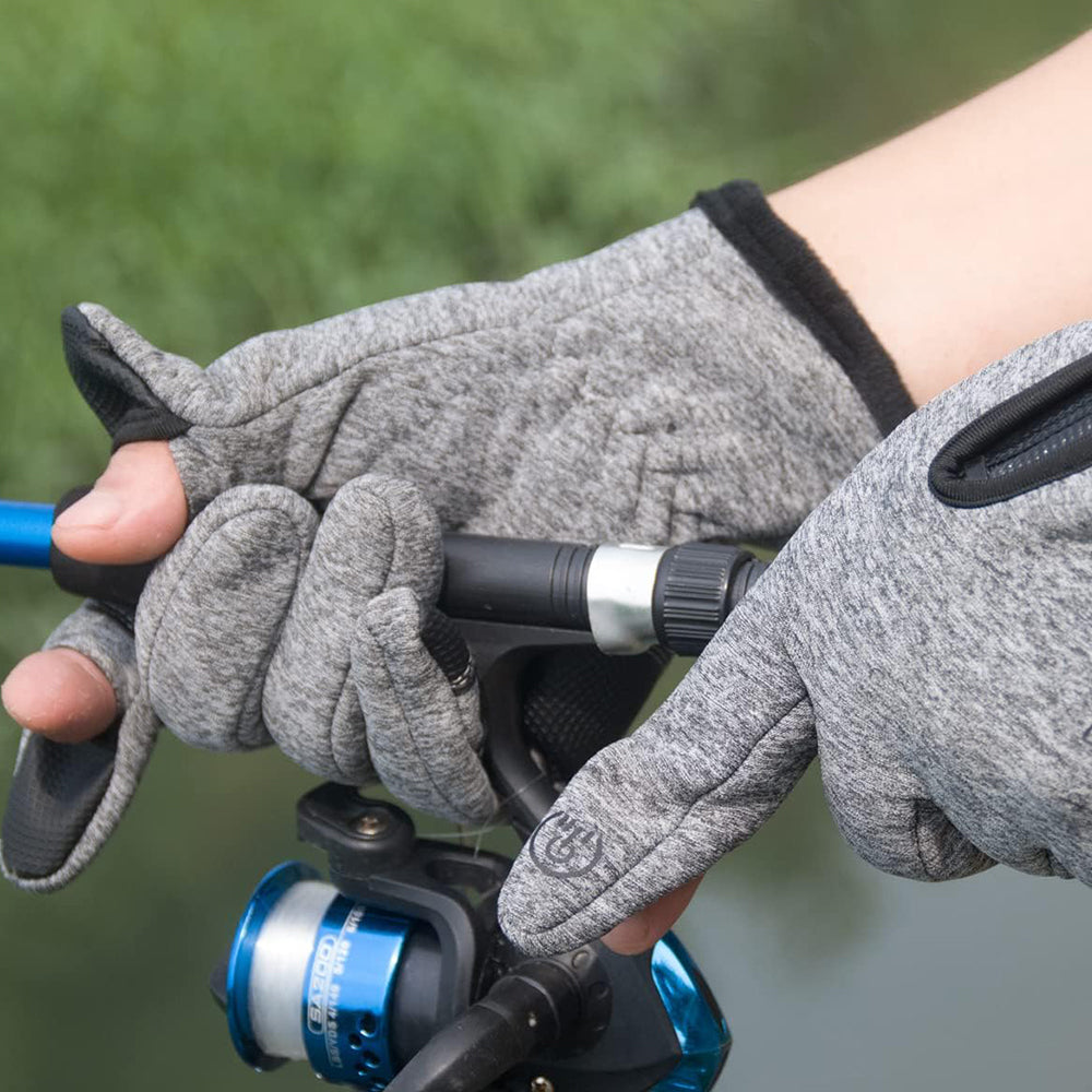 Pair of Touchscreen Gloves Water-Resistant Workout Gloves for Motorcycle Cycling Fishing Sports Gray