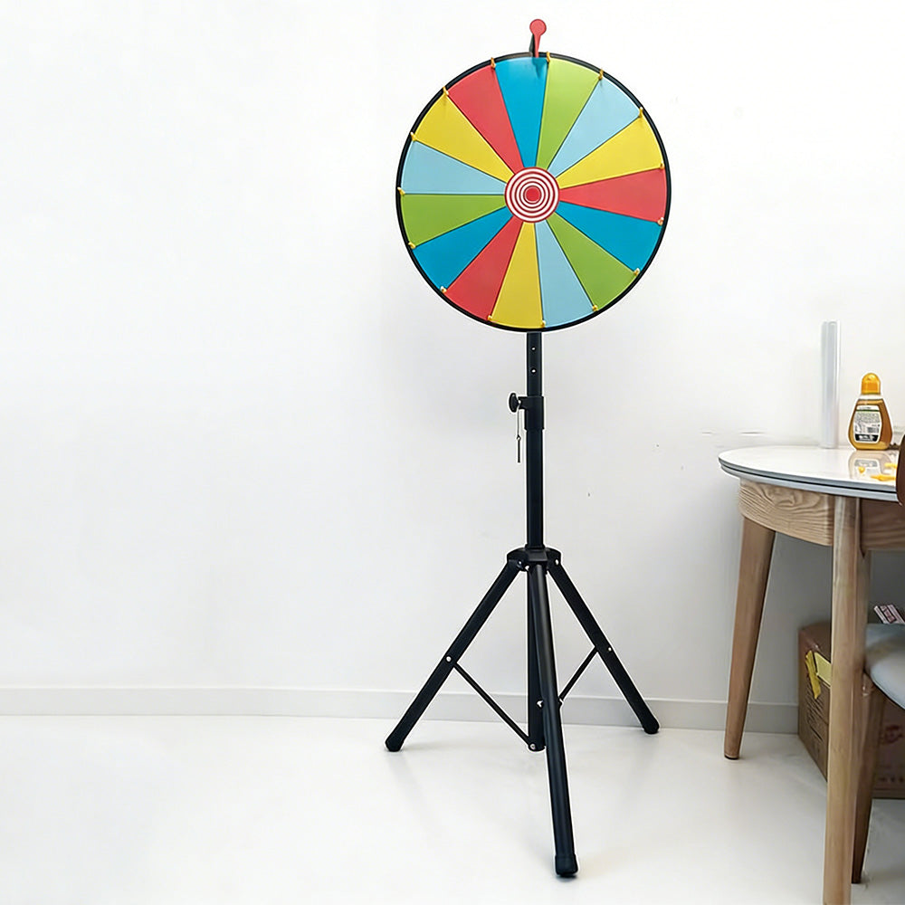 60cm Prize Wheel 15 Slots Colour Spinning Wheel with Adjustable Tripod Floor Stand
