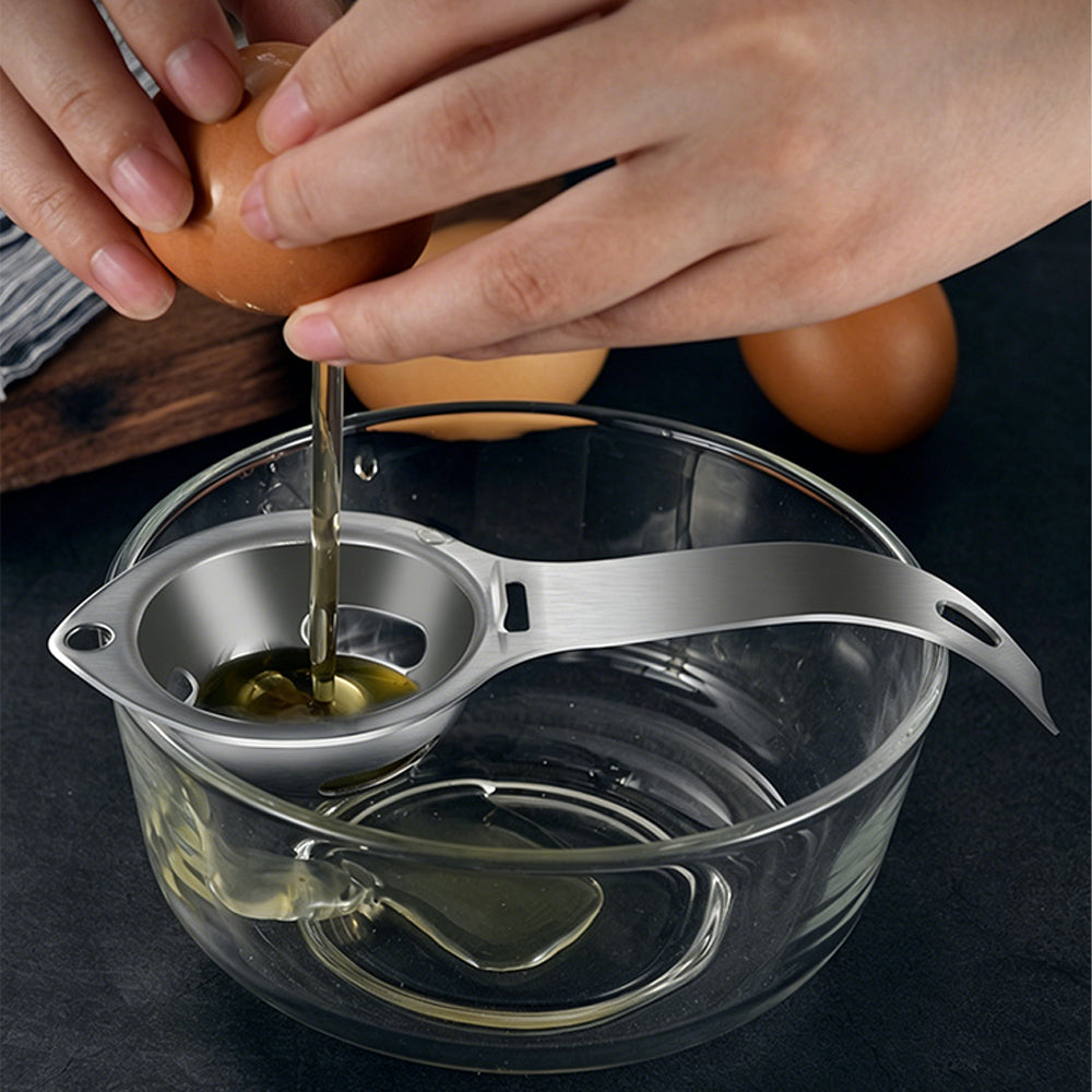 304 Stainless Steel Egg Yolk Separator 3 Hole Coil Egg Separator with Side Hooks