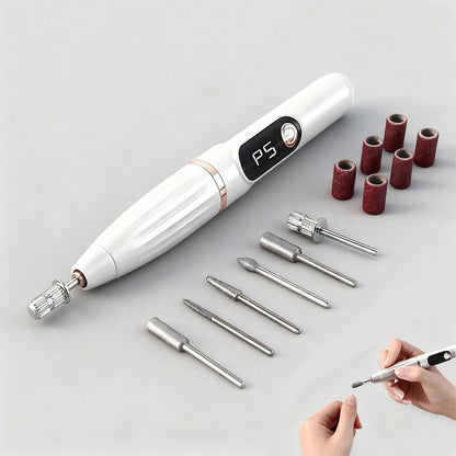 Portable Electric Nail Drill Nail File Kit for Pedicure and Polishing-white